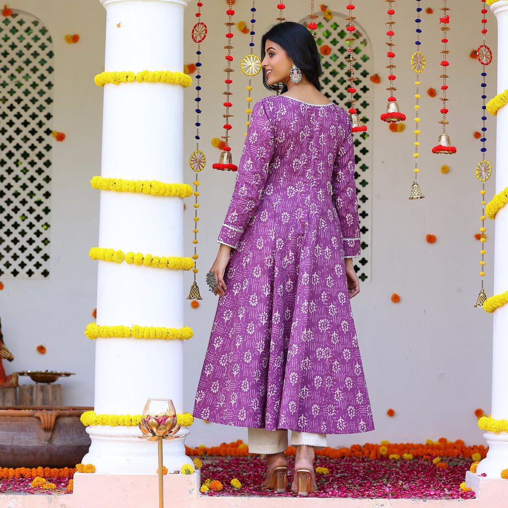 Laila Purple Cotton Set
