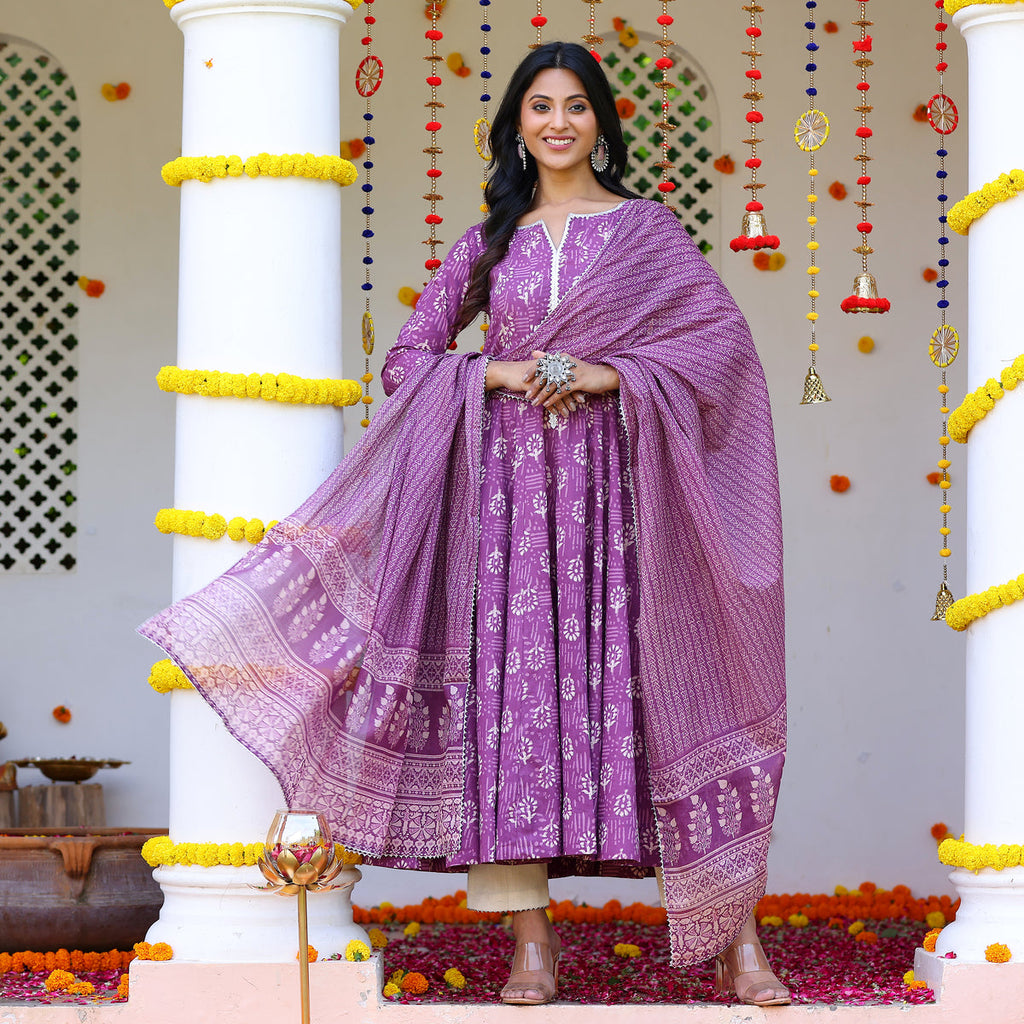 Laila Purple Cotton Set