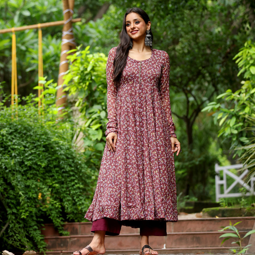 Runali Floral Gerogette Kurta