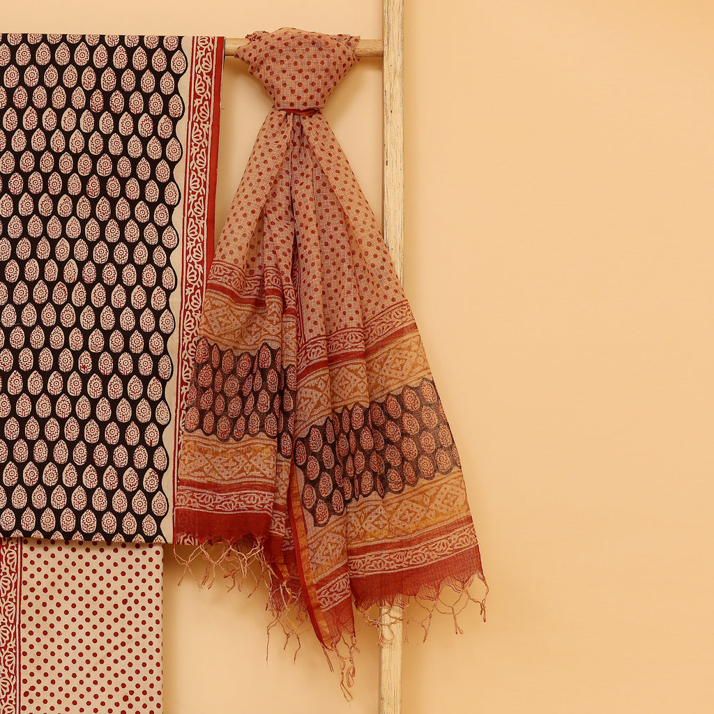 Azam hand block printed cotton  unstitched Suit set