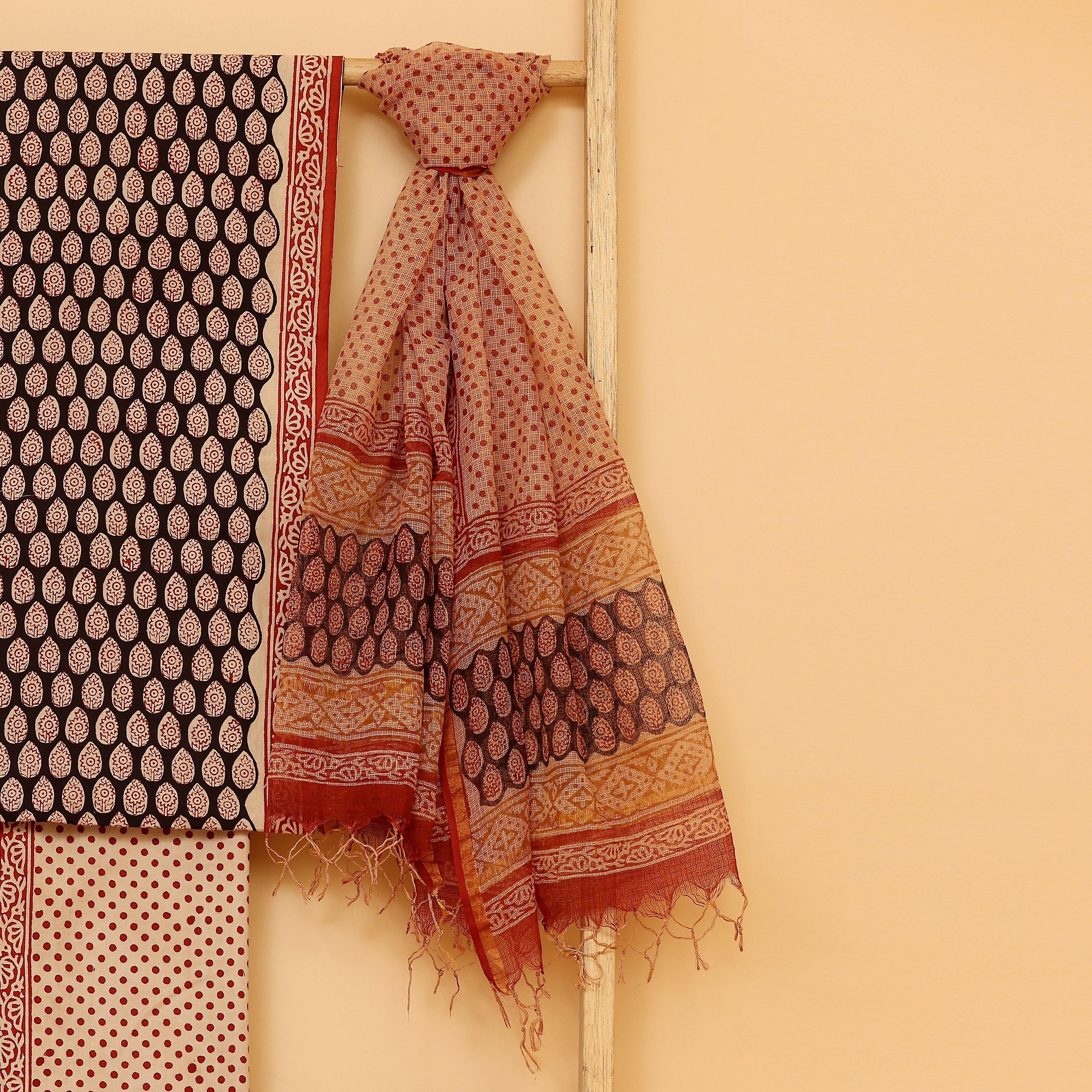 Azam hand block printed cotton  unstitched Suit set
