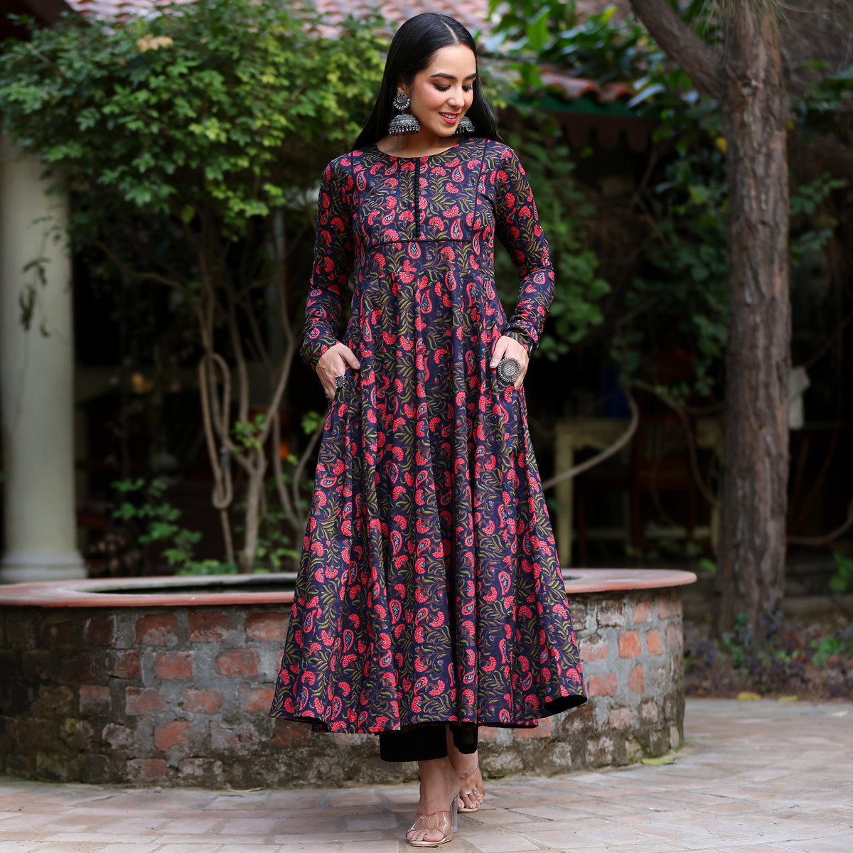 Veda paisley Gher Cotton Kurta