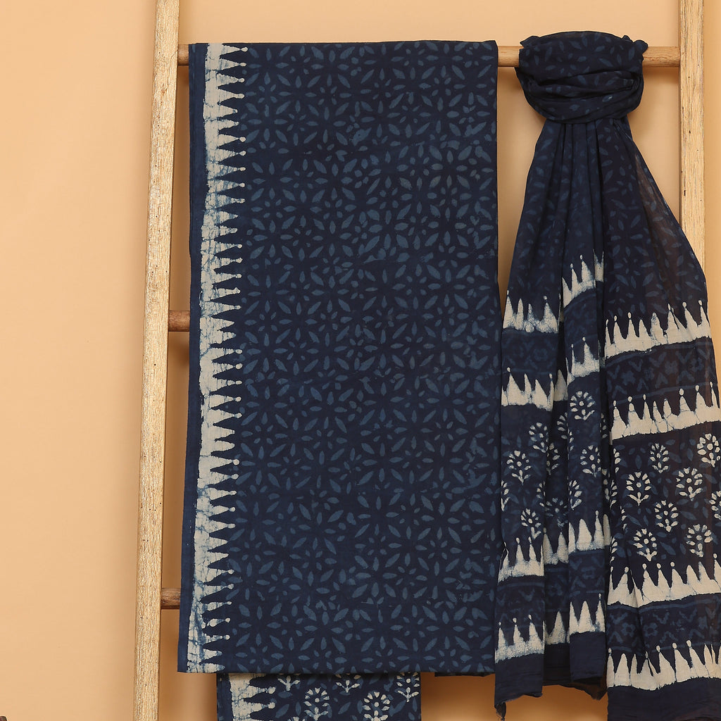 Blue Handwoven Cotton  unstitched Suit set