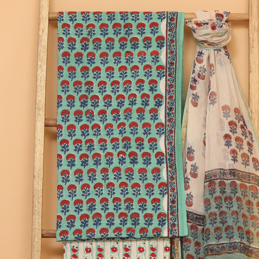 Bagru hand block printed cotton  unstitched Suit set