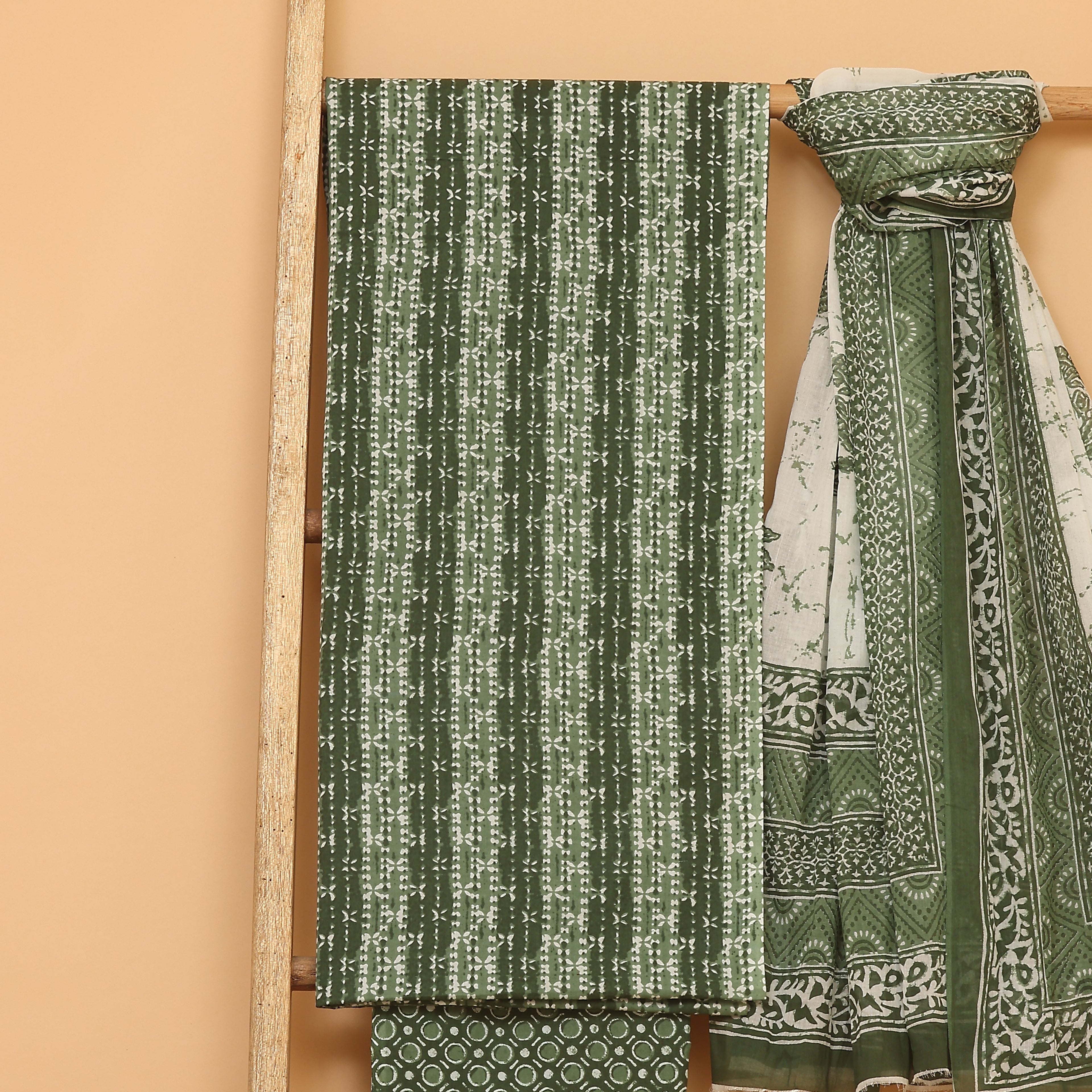 Mariam Tree hand block printed cotton  unstitched Suit set
