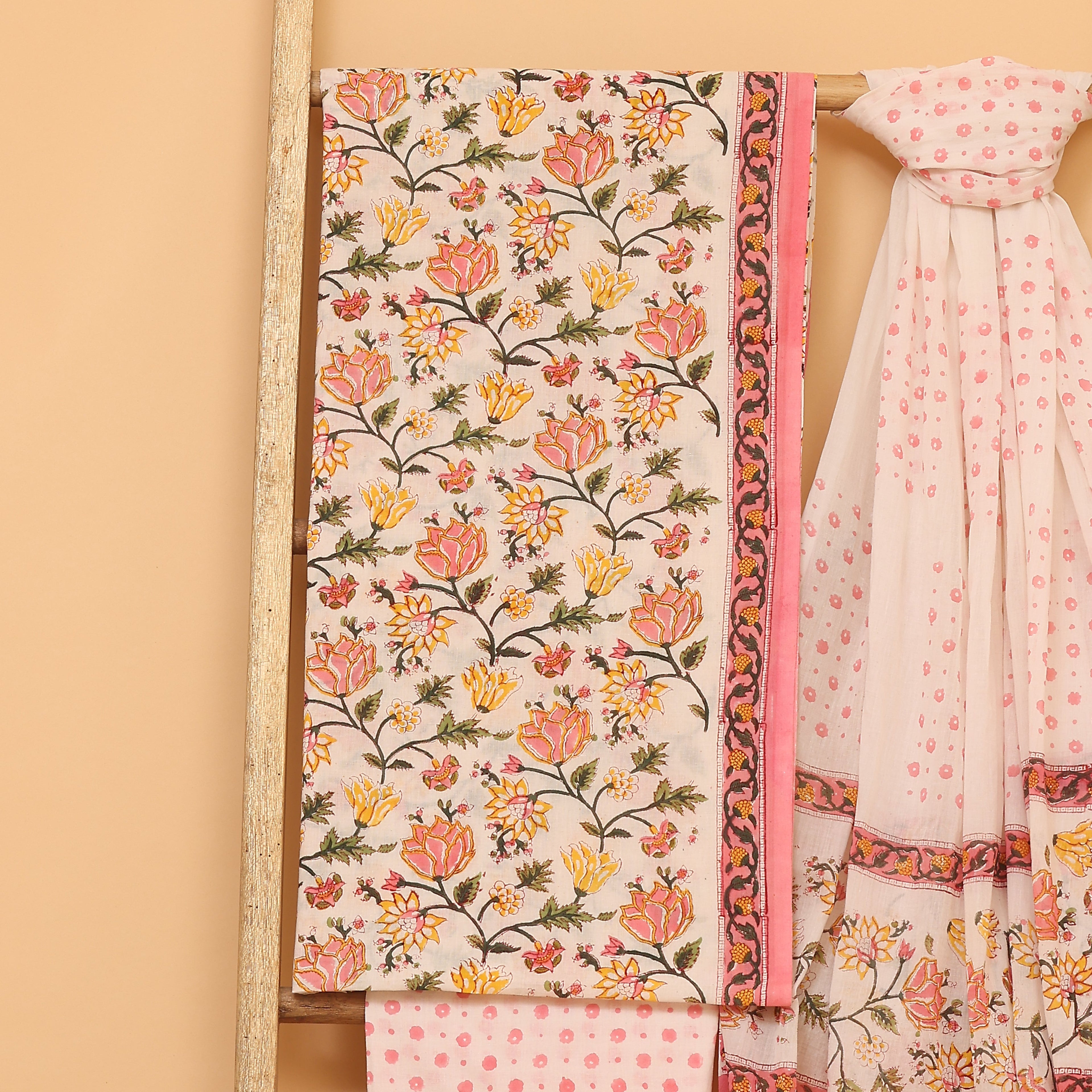 Sanganeri Rapid Printed cotton  unstitched Suit set