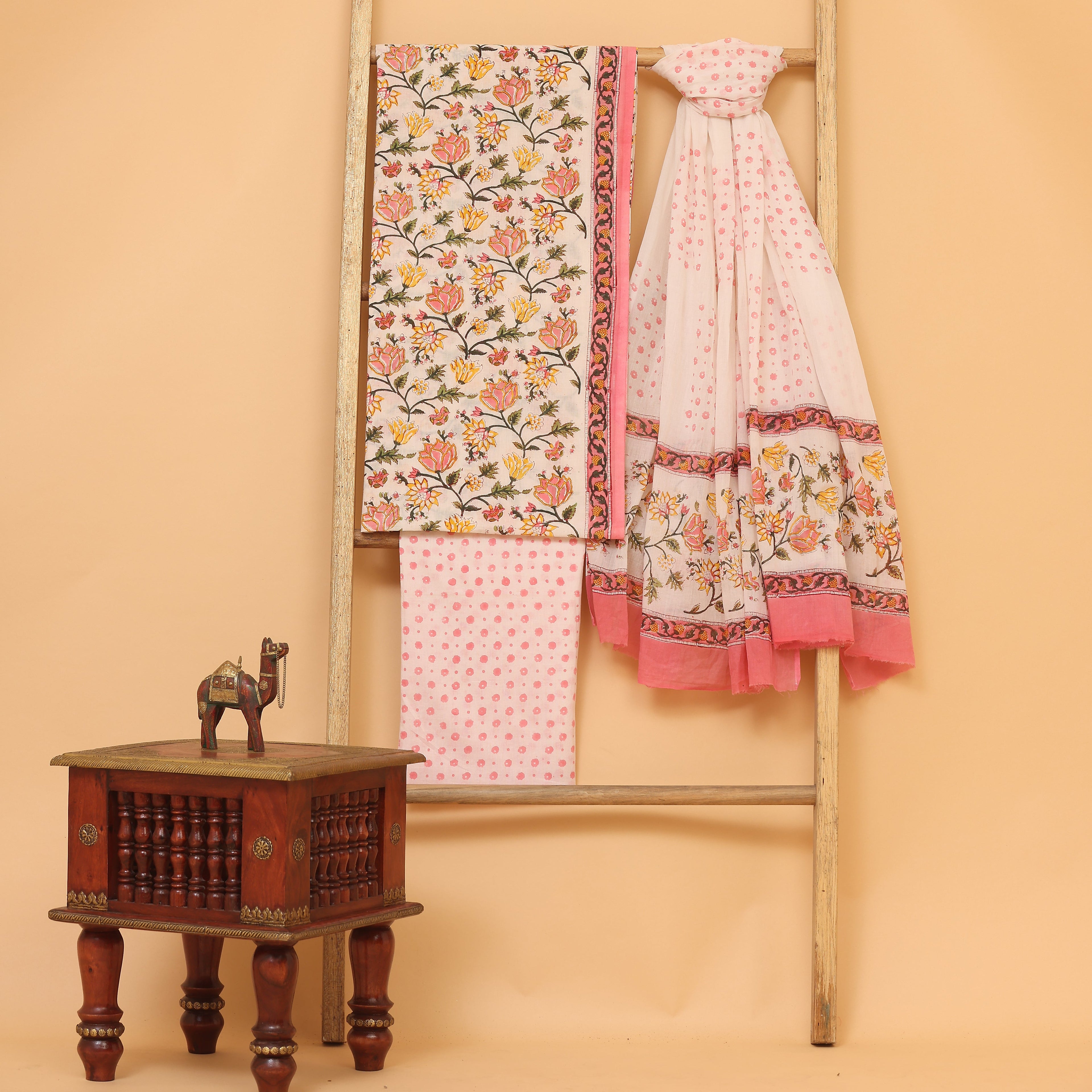 Sanganeri Rapid Printed cotton  unstitched Suit set