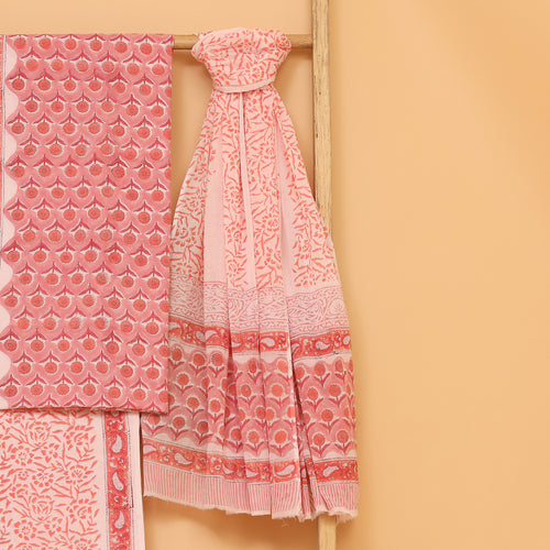 Aaqib kalamkari hand block printed cotton  unstitched Suit set