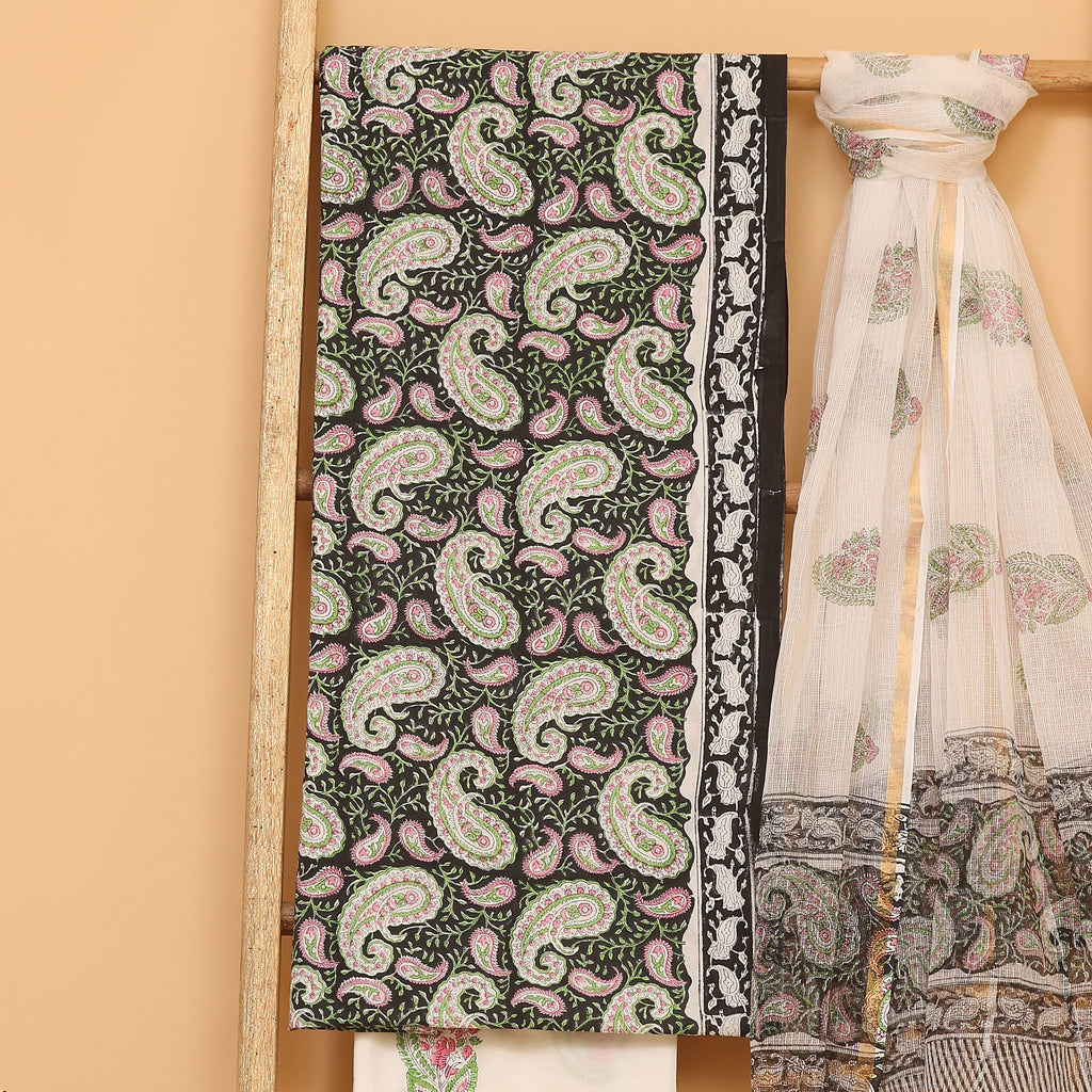 Mughal Hand block  printed cotton  unstitched Suit set