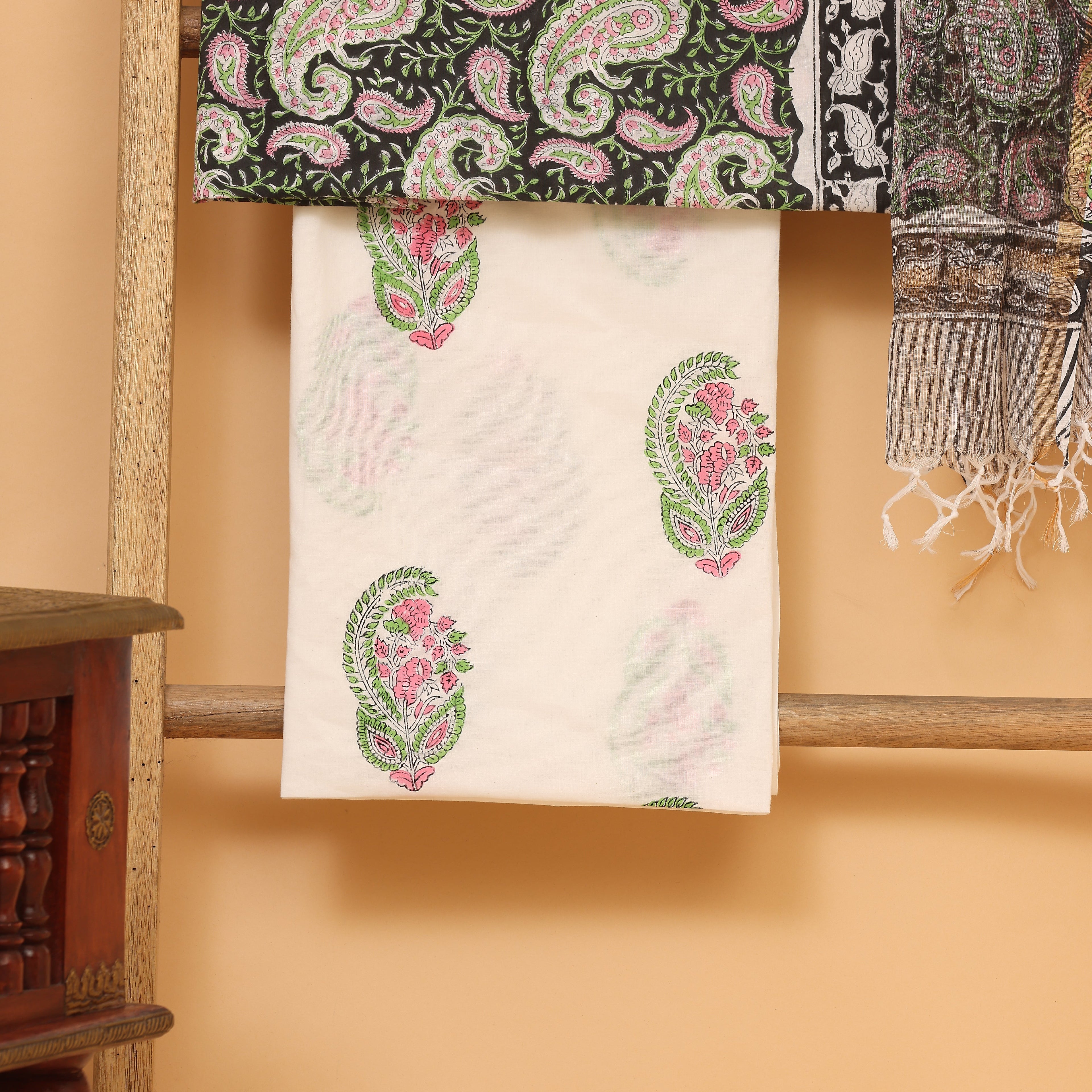 Mughal Hand block  printed cotton  unstitched Suit set