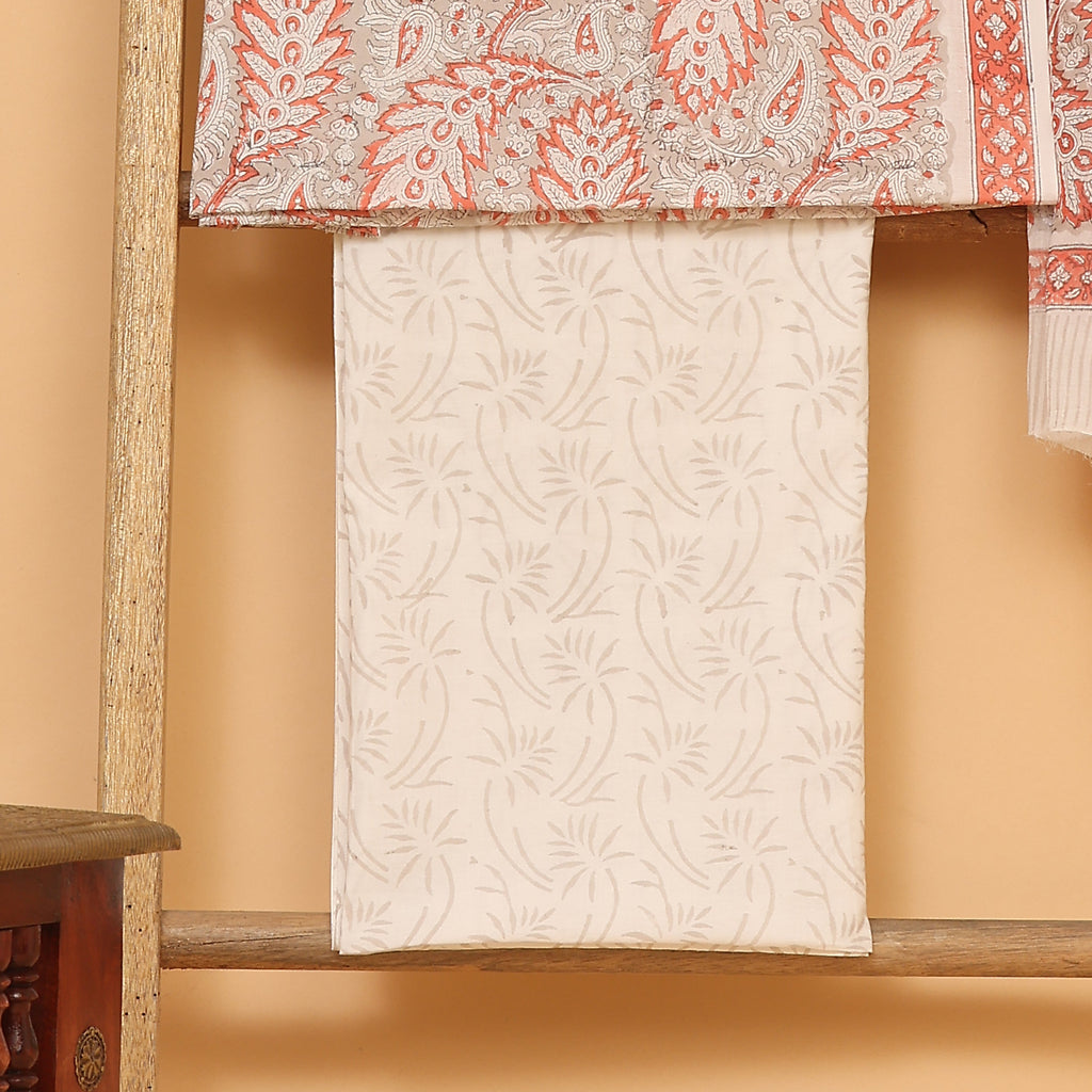 Adrika leaf  hand block printed cotton  unstitched Suit set