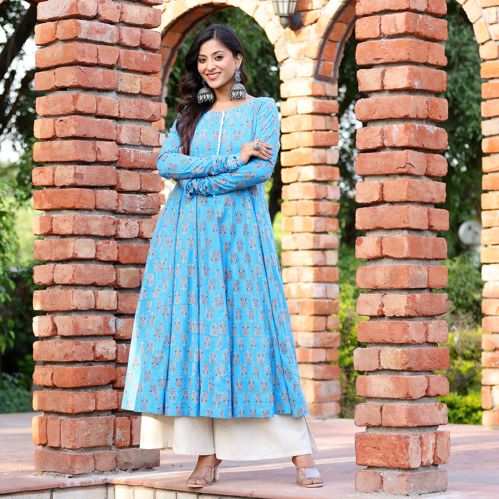 Gajgamni Gher Cotton Printed Kurta