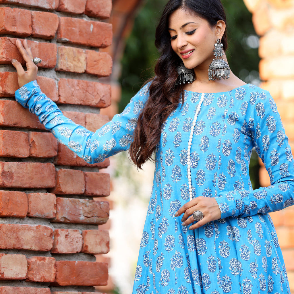 Gajgamni Gher Cotton Printed Kurta