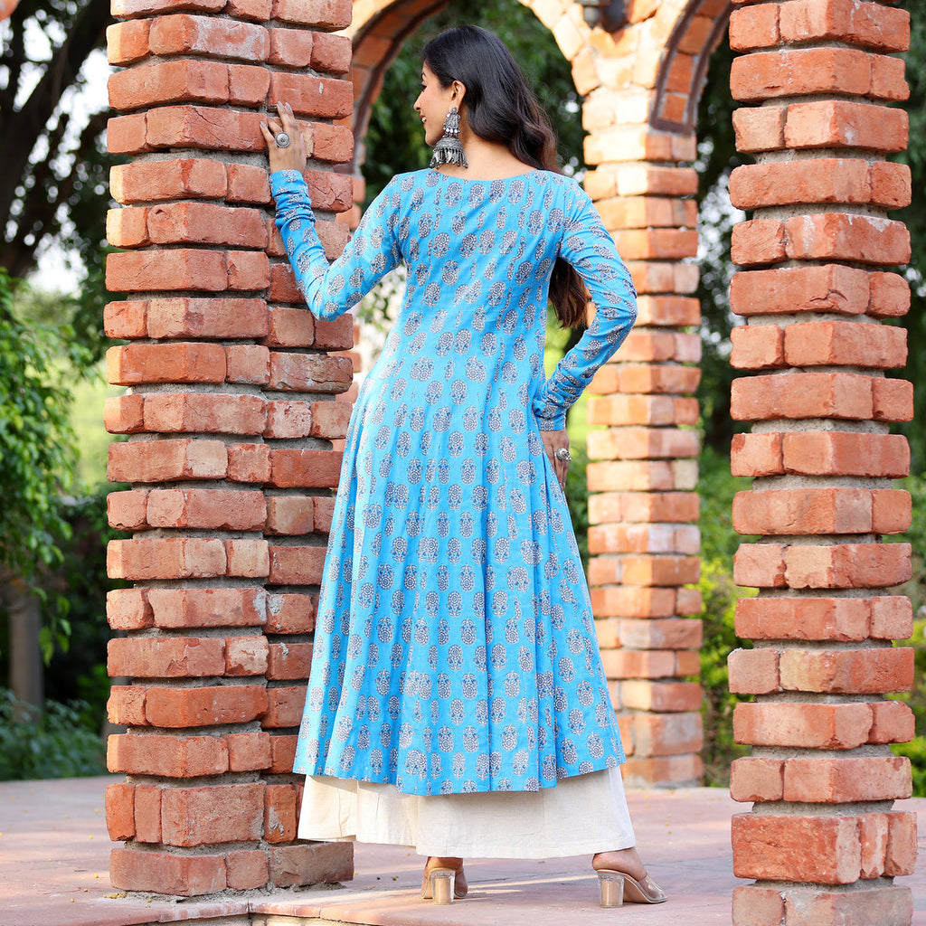 Gajgamni Gher Cotton Printed Kurta