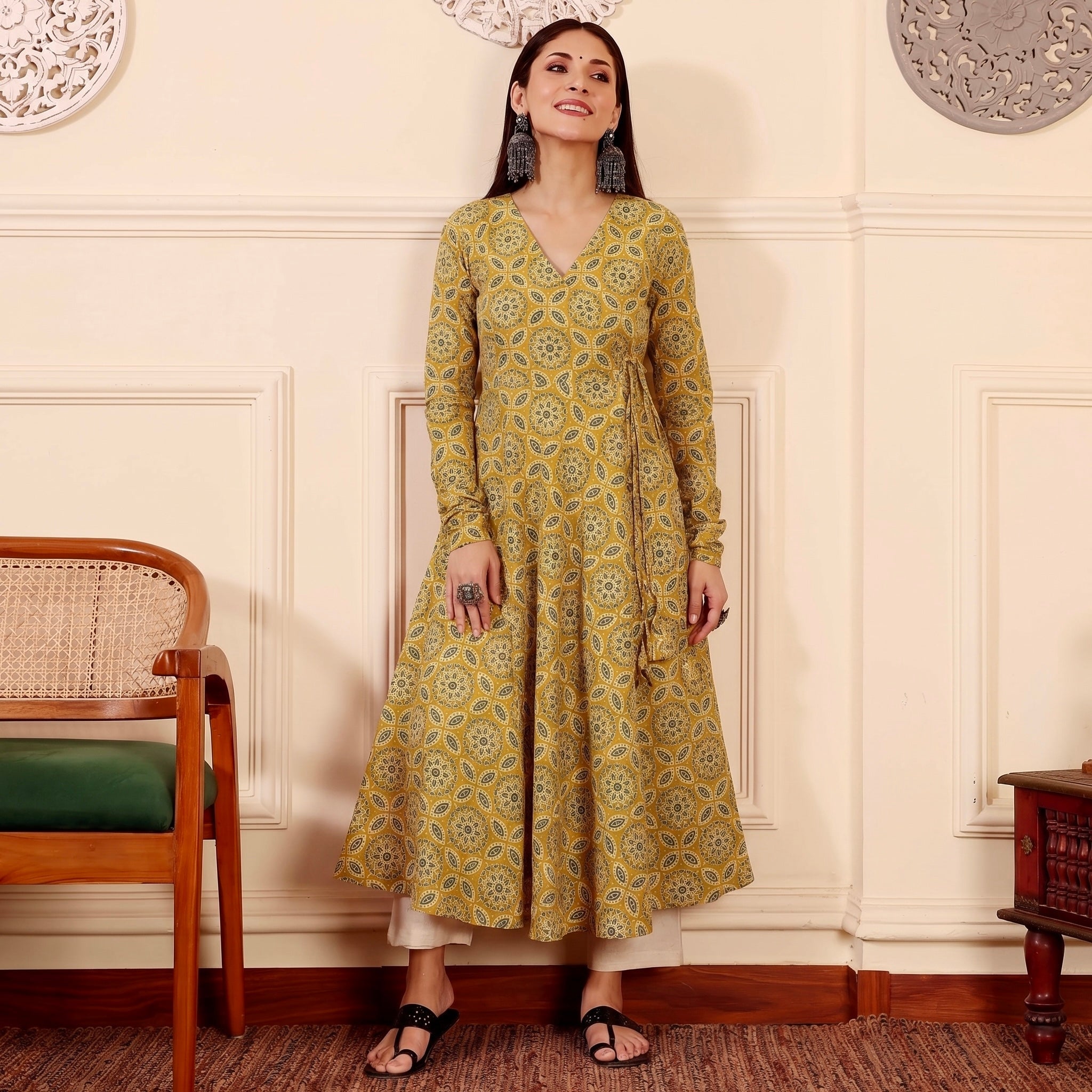 Ahikya Mustard Cotton Kurta