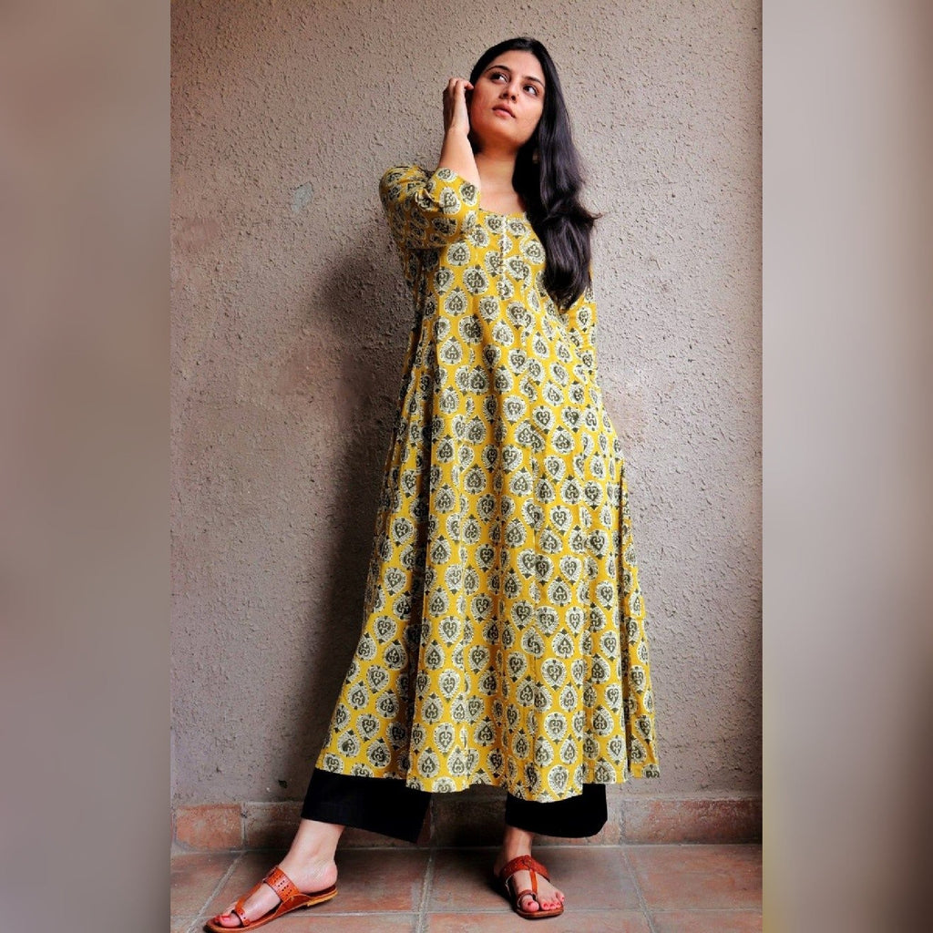 Mustard Kalidaar Kurta