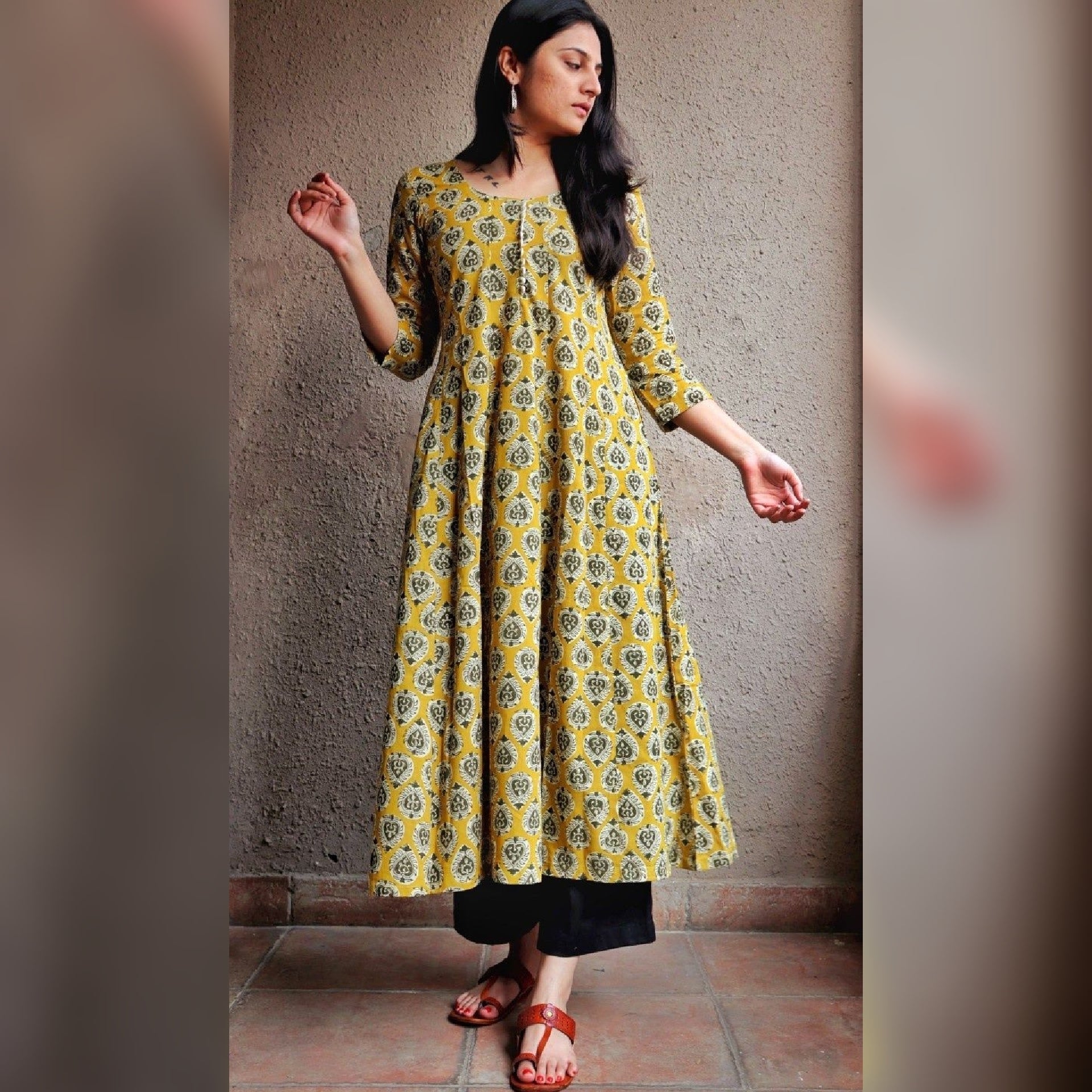 Mustard Kalidaar Kurta