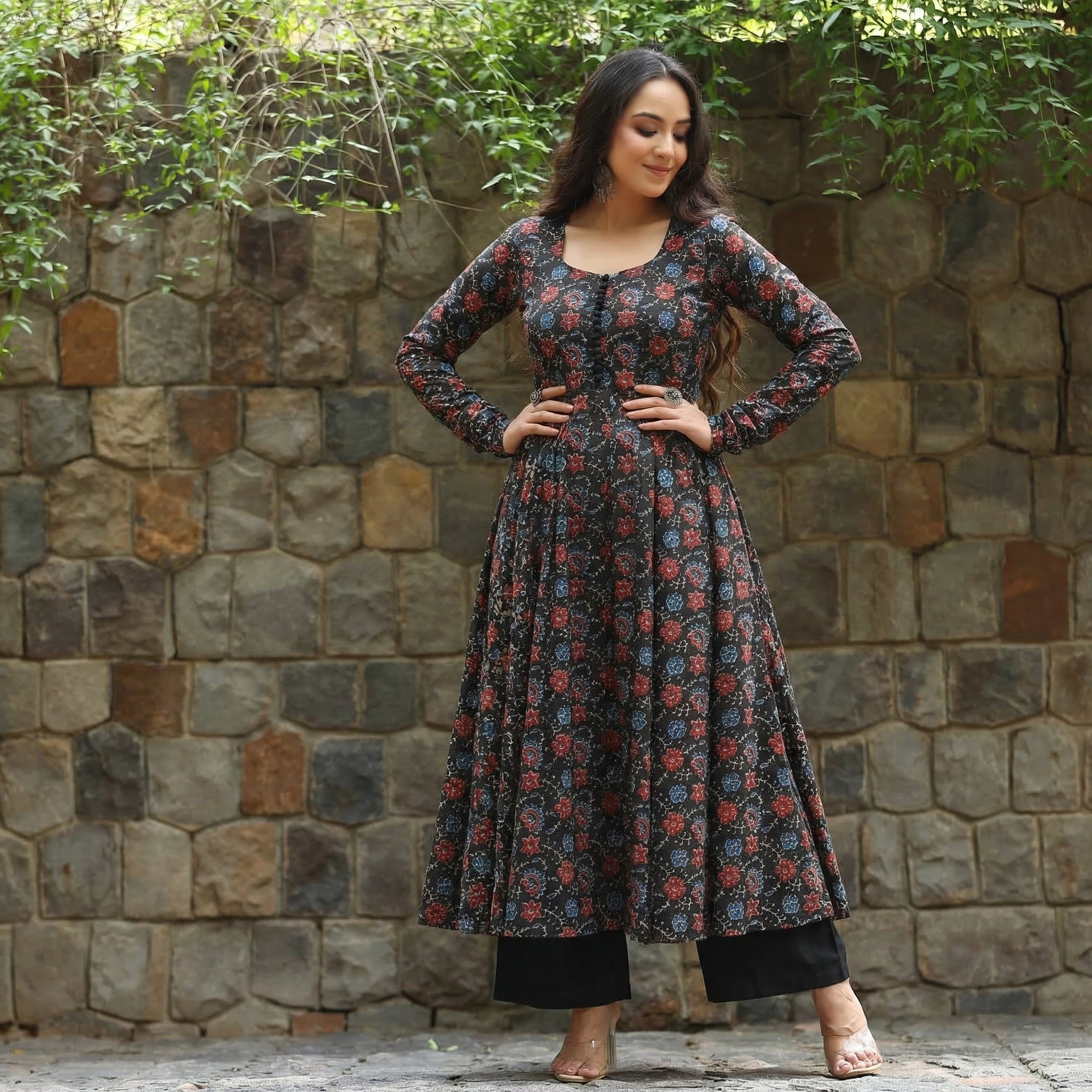 Paheli Black Cotton Kurta
